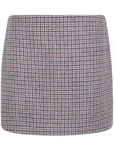 P.a.r.o.s.h Houndstooth Wool Skirt In Beige