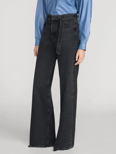 Frame Wide-leg Cropped Jeans In Deco In Black