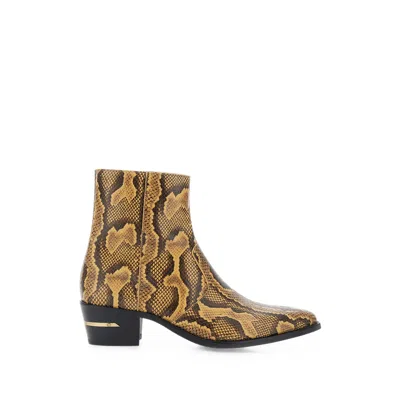 Amiri Beige Python Embossed Ryder Boots In Animal Print