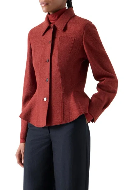 Akris Punto Flared Boiled Wool Jacket In Red