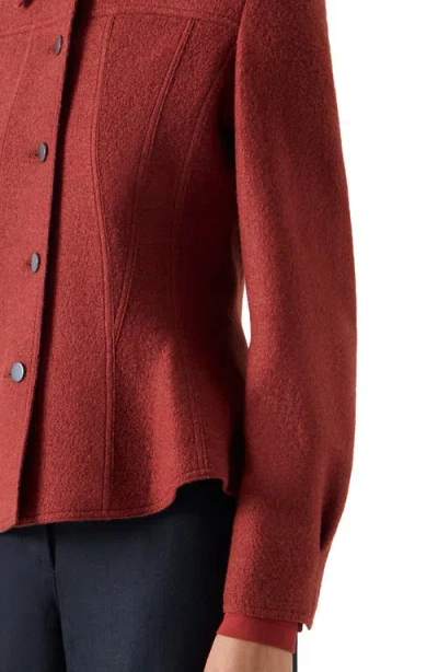 Akris Punto Flared Boiled Wool Jacket In Red