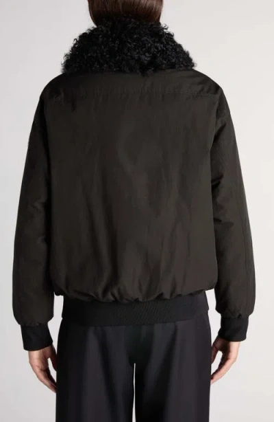 Moncler Rougequeue Shearling-trimmed Down Jacket In Black