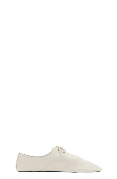 Mango Leather Flat In White