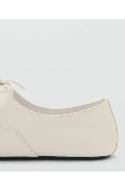 Mango Leather Flat In White