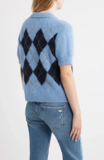 Rails Kelly Button Front Short Sleeve Cardigan In Blue