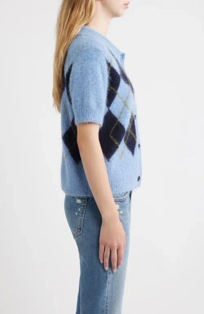 Rails Kelly Button Front Short Sleeve Cardigan In Blue