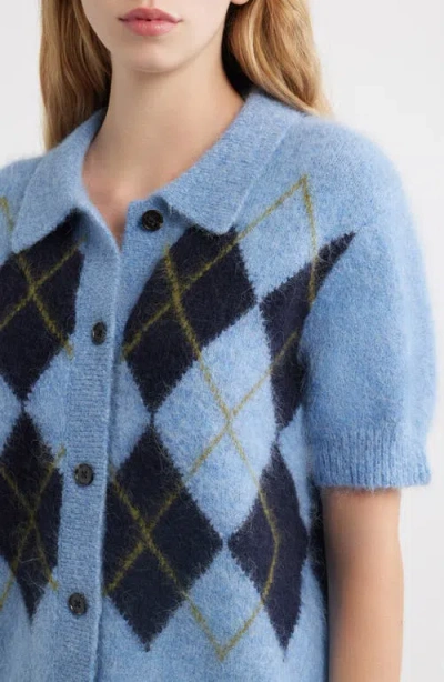 Rails Kelly Button Front Short Sleeve Cardigan In Blue