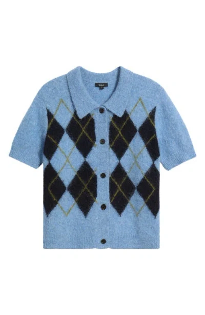 Rails Kelly Button Front Short Sleeve Cardigan In Blue