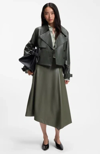 Hugo Boss Belted Double-breasted Jacket In Green