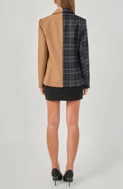Endless Rose Two-tone Plaid Blazer In Multi