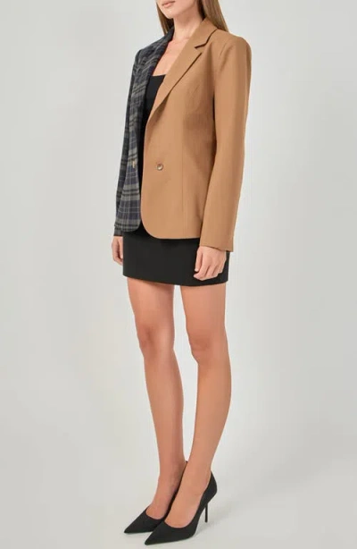 Endless Rose Two-tone Plaid Blazer In Multi
