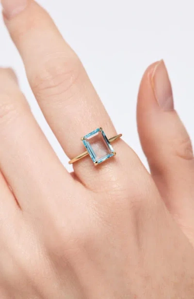 Ana Luisa Solid Yellow Gold Blue Topaz Spritz Ring In Blue
