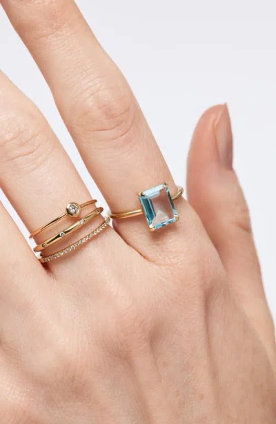 Ana Luisa Solid Yellow Gold Blue Topaz Spritz Ring In Blue