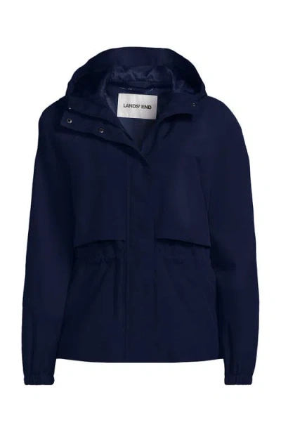 Lands' End Plus Size Print Squall Packable Rain Jacket In Blue
