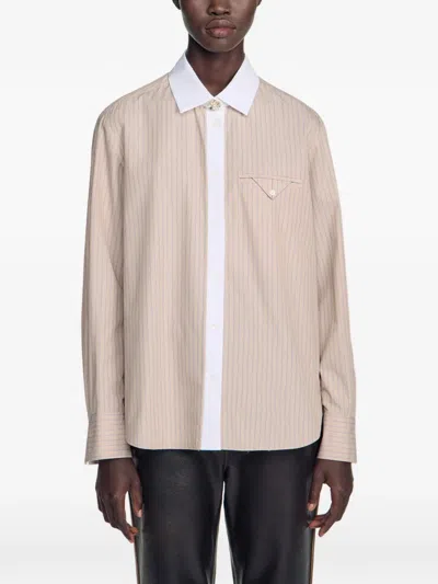 Sandro Gestreiftes Hemd In Neutral