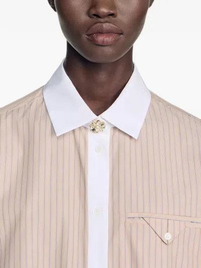Sandro Gestreiftes Hemd In Neutral