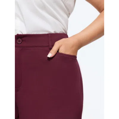 Bloomchic Stretch Button Zipper Flare Pants In Red