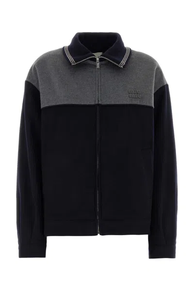 Miu Miu Velour Jacket Contrast Panel Buttoned Cuffs Collar In Multi