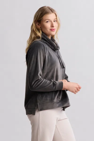 Barefoot Dreams Luxechic Funnel Neck Pullover In Gray