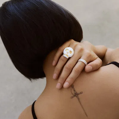 Baublebar Dead Set Skull Ring In White