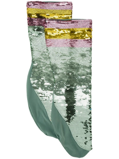Gucci Sequin Embellished Socks In Aqua Sequins