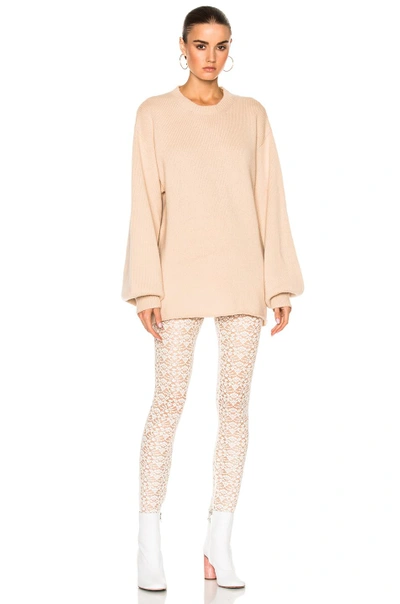 Shop Stella Mccartney Cotton Lace Leggings In Neutrals