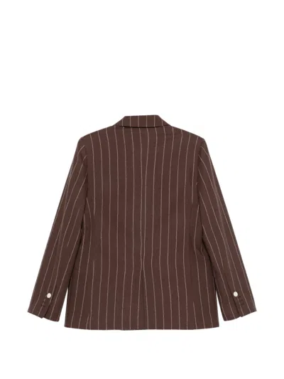 Alysi Double-breasted Pinstripe Blazer With Bold Structure In Brown