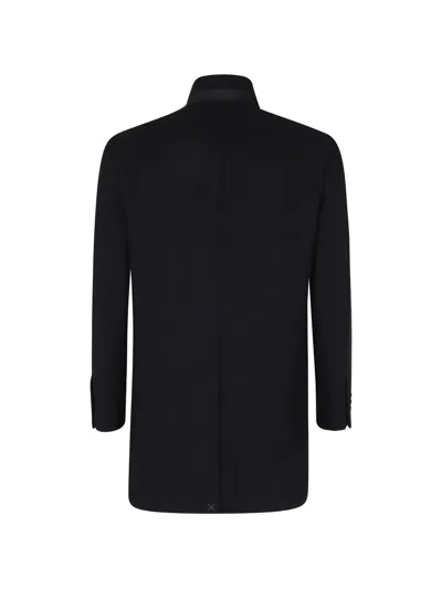 Fay Lobster-clasp Single-breasted Coat In Black