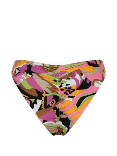 Paramidonna Daisy Abstract-print Bikini Bottoms In Red