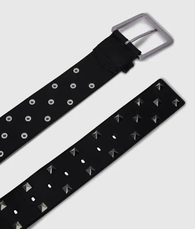 Kl Jeans Studded Leather Belt In Multi