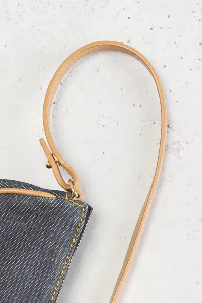 Pre-owned Dior Denim Pochette Saddle Bag In Blue