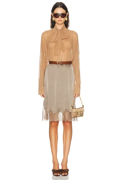 Norma Kamali Oversized Bow Bodysuit In Sable