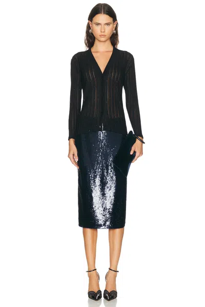 Tom Ford Micro Sequins Evening Cardigan In Black
