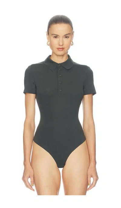 Commando Neoprene Polo Bodysuit In Black