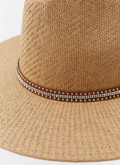 Melissa Odabash Kate Tan Stud Belt Hat In Tan