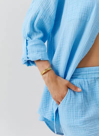 Melissa Odabash Cotton Abbie Drawstring Shorts In Blue