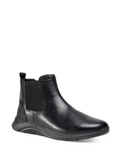 Geox Elasticated-panel Leather Boots In Black