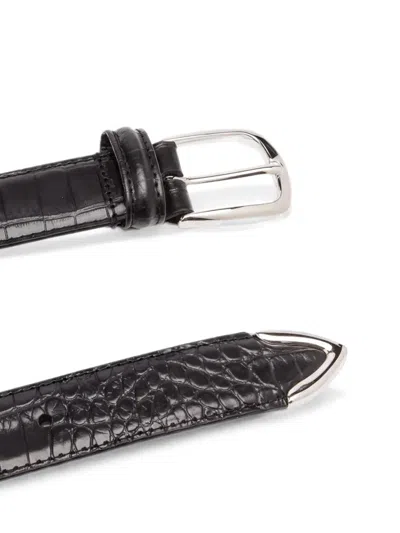 Anderson's Croc-effect Leather Belt In 黑色