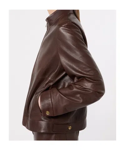 Max Mara High-collar Leather Jacket In Multi
