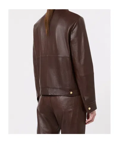 Max Mara High-collar Leather Jacket In Multi