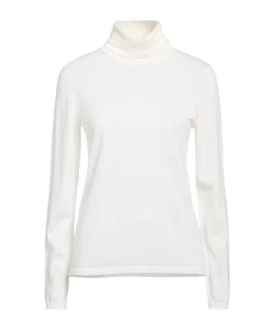 Max Mara Woman Turtleneck Ivory Size S Virgin Wool In White