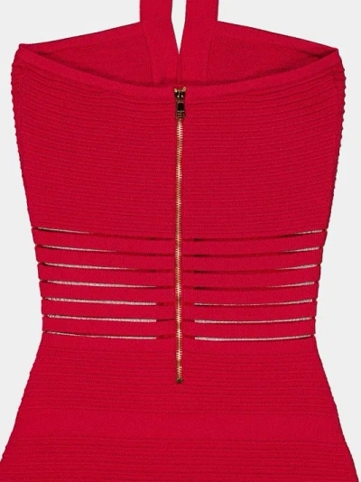 Balmain Halterneck Openwork-panel Maxi Dress In Multi