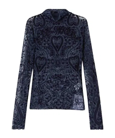 Off-white Patterned Top In Blue