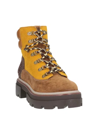 Tory Burch Chunky Sole Ankle Length Contrast Panel Boots In Yellow