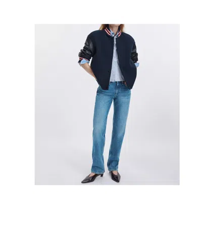 Rag & Bone Scarlet Wool Blend Varsity Jacket In Blue