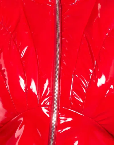 Dolce & Gabbana Solid Color Puffer Jackets In Red