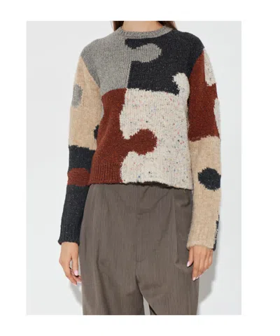 Moschino Inlaid Wool-and-silk Blend Pullover In Multi