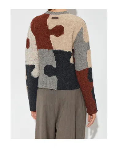 Moschino Inlaid Wool-and-silk Blend Pullover In Multi