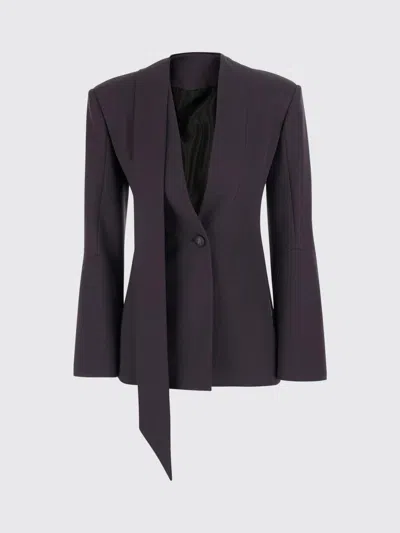 Attico Wool Blazer Structured Tailoring Open Front In Brown