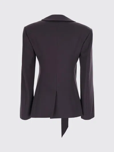 Attico Wool Blazer Structured Tailoring Open Front In Brown